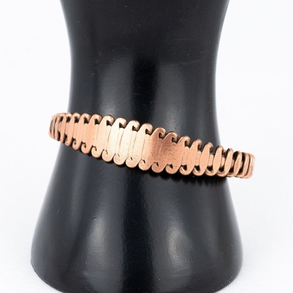 Mixed Metal Cuff Bracelet Copper Brass Wrapped Handmade S Shape Graduated Bangle - Picture 1 of 8